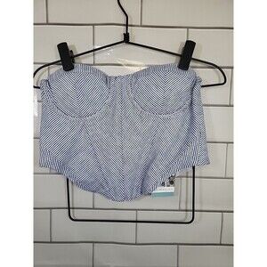 Olivaceous Womens Sz L Top For Anthropologie Corset Bustier Peasant Vixen Linen